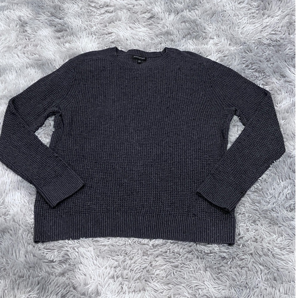Banana Republic Men's Textured Knit‎ Sweater Dark Gray Crew Neck Size XL